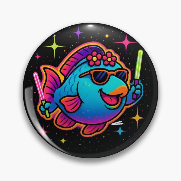 Item preview, Rave Parrot Fish – Neon Underwater Party Vibes designed and sold by JaroPrints.