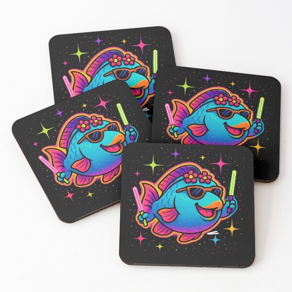 Item preview, Rave Parrot Fish – Neon Underwater Party Vibes designed and sold by JaroPrints.