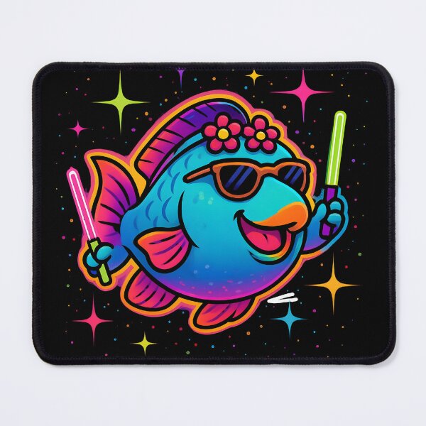 Item preview, Rave Parrot Fish – Neon Underwater Party Vibes designed and sold by JaroPrints.