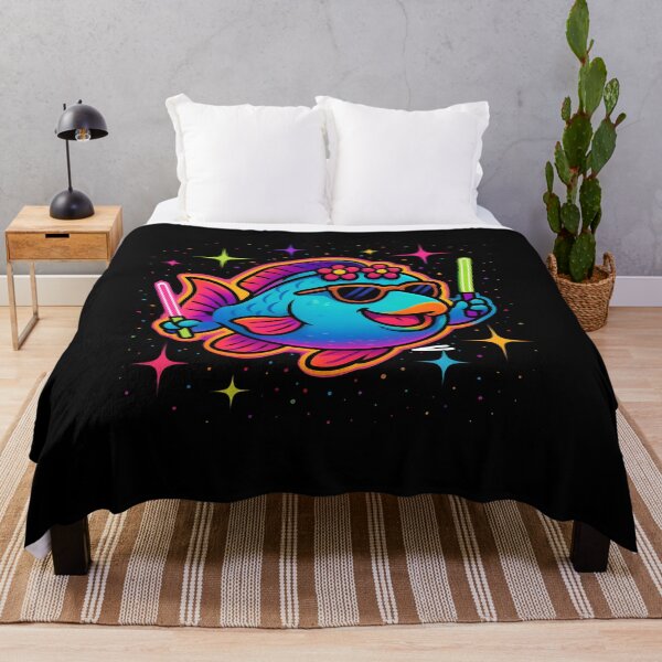 Item preview, Rave Parrot Fish – Neon Underwater Party Vibes designed and sold by JaroPrints.