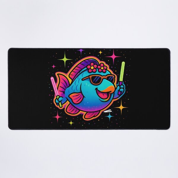 Item preview, Rave Parrot Fish – Neon Underwater Party Vibes designed and sold by JaroPrints.