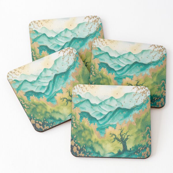 Item preview, Abstract Watercolor Mountains In Jade And Green designed and sold by SilentSpirits.