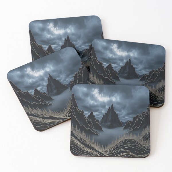 Item preview, Abstract Watercolor Mountains In Charcoal And Gold designed and sold by SilentSpirits.