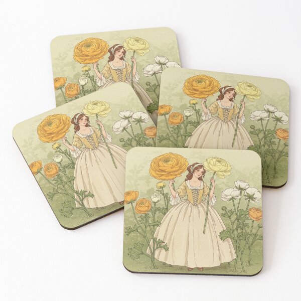 Item preview, The Ranunculus Maiden – Girl in Yellow Gown with Buttercup Blooms designed and sold by Pasteltone.