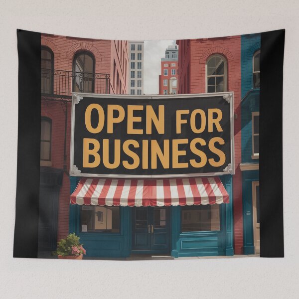 Item preview, Open for Business Striped Awning designed and sold by ShadowAndSlate.