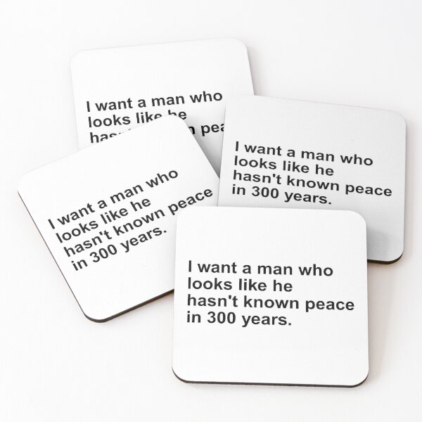 Item preview, I want a man who looks like he hasn't known peace in 300 years. Black Ink Sticker designed and sold by RebelCactusStore.