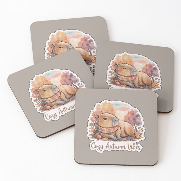 Item preview, Cozy Autumn Vibes Capybara – Fall Watercolor Sticker designed and sold by Nuist25.