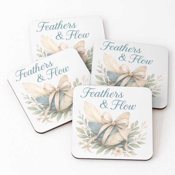 Item preview, Feathers and Flow – Soft Botanical Aesthetic with Ribbon and Floral Accent designed and sold by Furr-n-Purr.