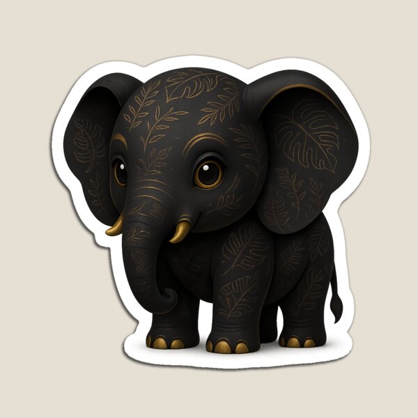 Item preview, Elegante elefante bebé de fantasía: estilo tropical negro y dorado designed and sold by shikuldo7.