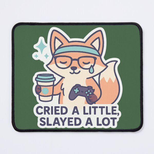 Item preview, “Cried a little, Slayed a lot” Gamer fox designed and sold by ZannaMauree.