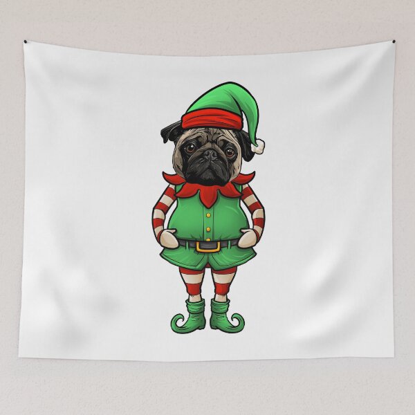 Item preview, Pug Christmas Elf designed and sold by whyitsme.