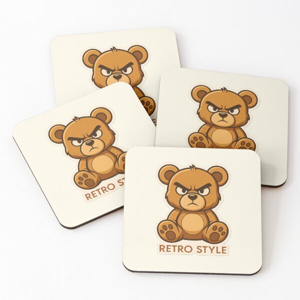 Item preview, Retro Style Angry Teddy Bear Sticker | Grumpy Vintage Cartoon designed and sold by MarCinu Art.