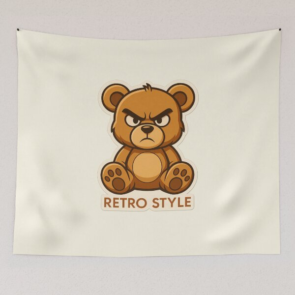 Item preview, Retro Style Angry Teddy Bear Sticker | Grumpy Vintage Cartoon designed and sold by MarCinu Art.