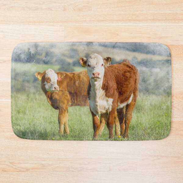 Item preview, Hereford Calves Watercolour Photograph designed and sold by Jane Stanley Photography.