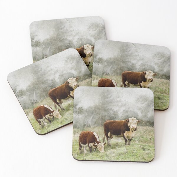 Item preview, Hereford Bull and Cow Watercolour Photograph designed and sold by Jane Stanley Photography.