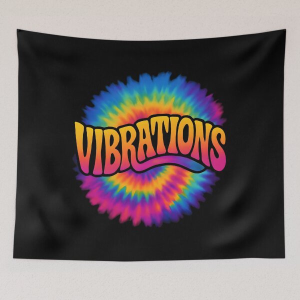 Item preview, VIBRATIONS – Psychedelic Tie-Dye Groovy Typography Design designed and sold by JaroPrints.