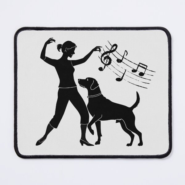 Item preview, Dog Dancing with Woman Music Notes Silhouette Black designed and sold by TackyTime.