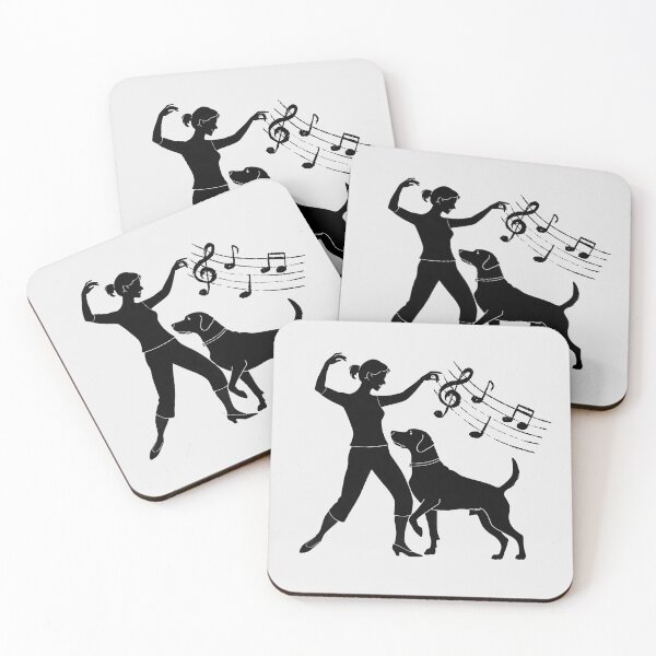 Item preview, Dog Dancing with Woman Music Notes Silhouette Black designed and sold by TackyTime.