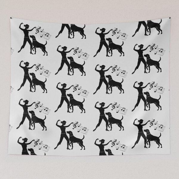 Item preview, Dog Dancing with Woman Music Notes Silhouette Black designed and sold by TackyTime.