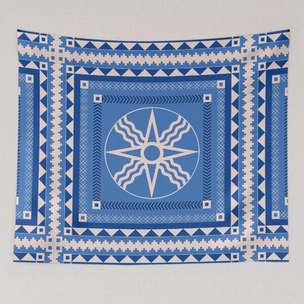 Item preview, Sun-Disk of Shamash - Lapis & Flax Pattern designed and sold by CaffeineCraftedCreations.