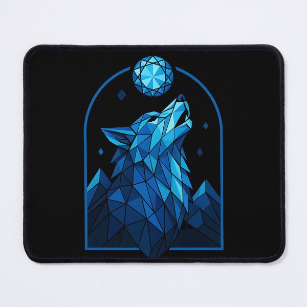 Item preview, Geometric Wolf Howling at Crystal Moon – Polygonal Spirit Animal Art designed and sold by JaroPrints.