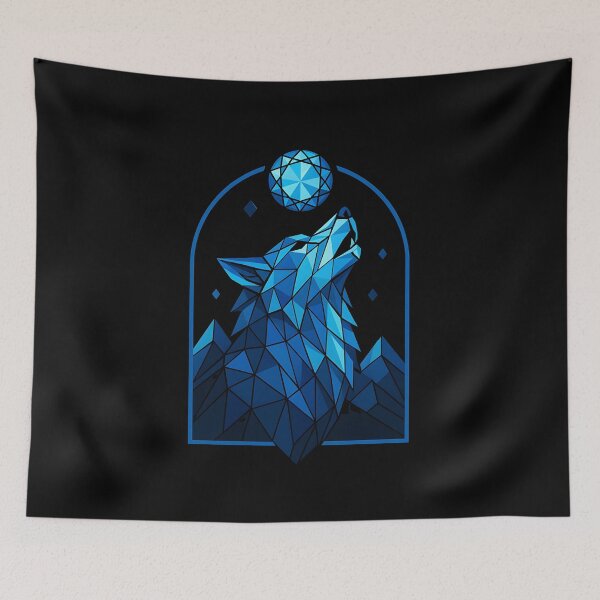 Item preview, Geometric Wolf Howling at Crystal Moon – Polygonal Spirit Animal Art designed and sold by JaroPrints.