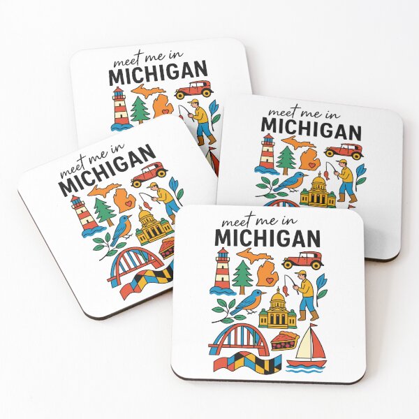 Item preview, Meet Me In Michigan with Icons designed and sold by Pink Pineapple Works.