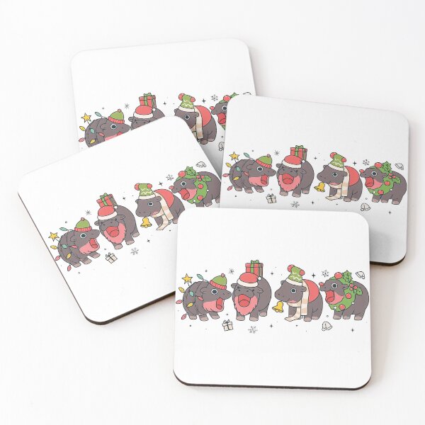 Item preview, Festive Hippos in Holiday Costumes designed and sold by ArtfulWeave.
