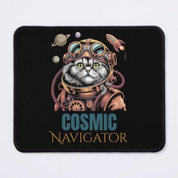 Item preview, Steampunk Cosmic Navigator Cat T-Shirt | Vintage Space Feline Astronaut Art Print designed and sold by gomofo1974.
