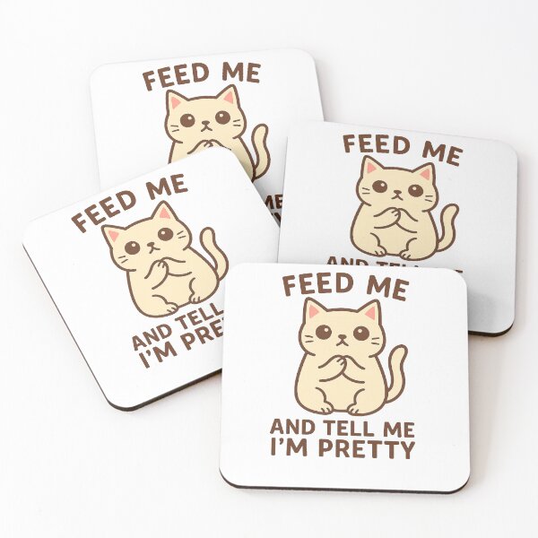 Item preview, Cute Cat Design – Feed Me and Tell Me I’m Pretty – Funny Cartoon Illustration designed and sold by Printcora.