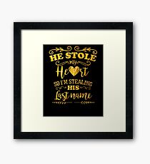 Funny Bride He Stole My Heart Gold Framed Print