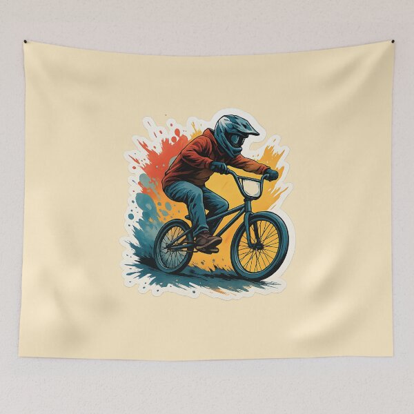 Item preview, BMX Rider Color Splash Sticker | Freestyle Bike Urban Extreme designed and sold by MarCinu Art.
