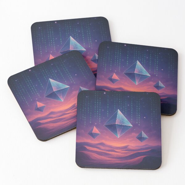 Item preview, Surreal Desert & Floating Glass Pyramids – Dreamcore Binary Realm designed and sold by JaroPrints.
