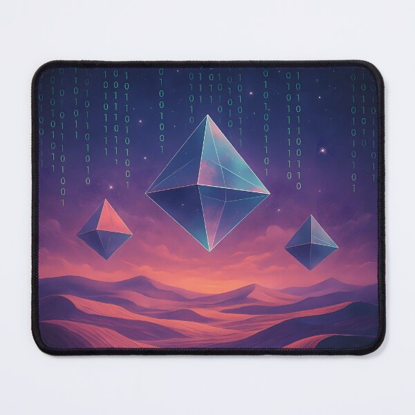 Item preview, Surreal Desert & Floating Glass Pyramids – Dreamcore Binary Realm designed and sold by JaroPrints.