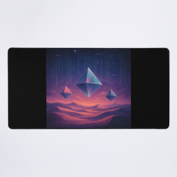 Item preview, Surreal Desert & Floating Glass Pyramids – Dreamcore Binary Realm designed and sold by JaroPrints.