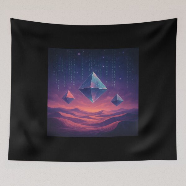 Item preview, Surreal Desert & Floating Glass Pyramids – Dreamcore Binary Realm designed and sold by JaroPrints.