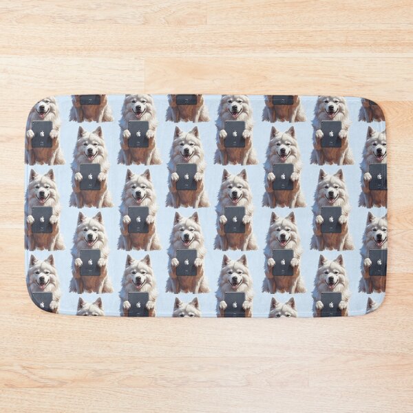 Item preview, White dog holding ipad designed and sold by Eddy-d.