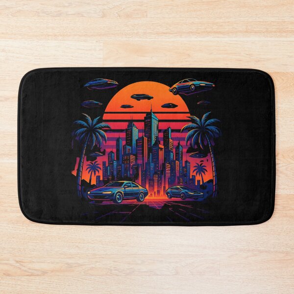 Item preview, Retrofuturistic Sunset Cityscape – Synthwave Flying Cars & Neon Skyline designed and sold by JaroPrints.