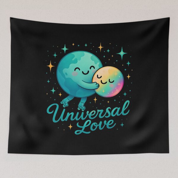 Item preview, Universal Love – Wholesome Planet & Moon Cosmic Hug Design designed and sold by JaroPrints.