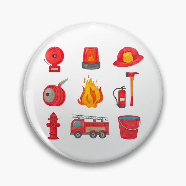 Artikelvorschau, Feuerwehrausrüstung Cartoon Icons Set entworfen und verkauft von ArtfulWeave.