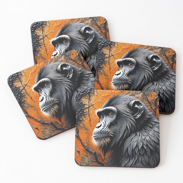 Item preview, Portrait of a Chimpanzee Covered in Deep Black Fur designed and sold by p3Rspectives.