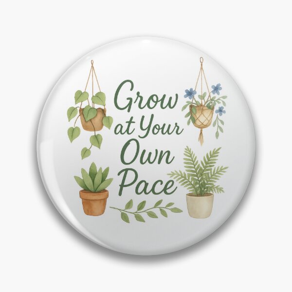 Item preview, Grow at Your Own Pace Botanical Quote Sticker – Watercolor Hanging Plants, Motivational Self Care, Mental Health, Indoor Garden Decor designed and sold by Design Den.