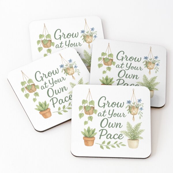 Item preview, Grow at Your Own Pace Botanical Quote Sticker – Watercolor Hanging Plants, Motivational Self Care, Mental Health, Indoor Garden Decor designed and sold by Design Den.