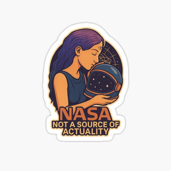 Item preview, Not A Source of Actuality – Cosmic Goddess Holding NASA Helmet (Flat Earth Art) designed and sold by CuteLiarCo.
