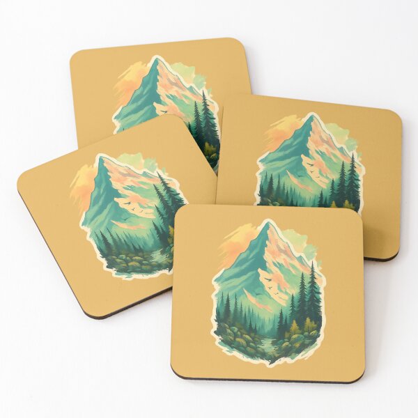 Item preview, Alpine Sunrise Mountain Sticker | Painterly Wilderness Landscape designed and sold by MarCinu Art.