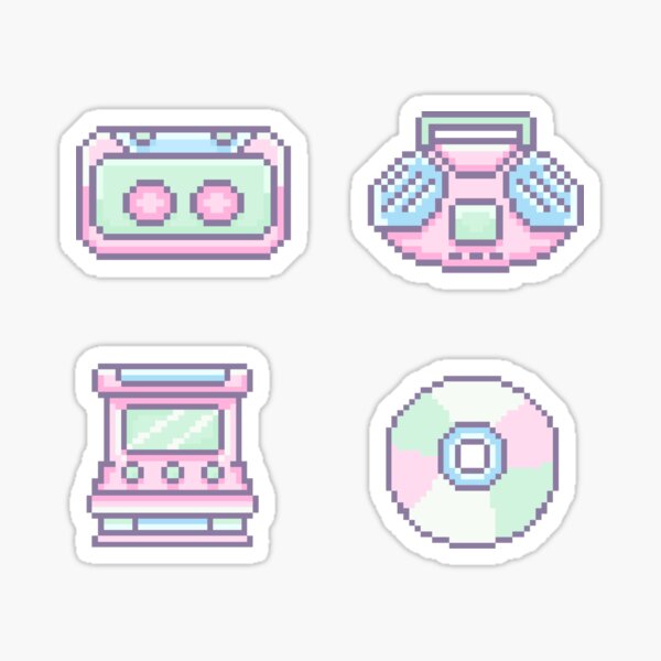 Item preview, Pastel Retro Pixel Sticker | Cute Aesthetic 8-Bit Design | CD, game cabinets, radios, tapes, Pixel Art designed and sold by Buddy blue .
