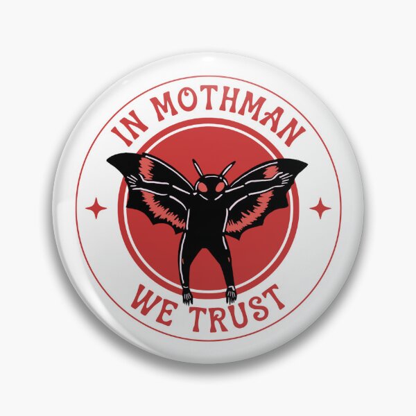 Item preview, In Mothman We Trust Badge - Cryptidcore - Cursed Objects designed and sold by The Void Shoppe.