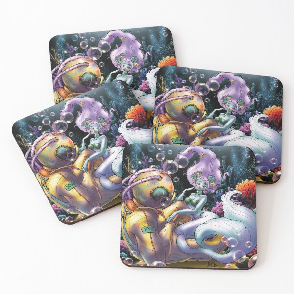 Item preview, Unconditional-Mystical Mermaid Kissing Vintage Diver Helmet - Romantic Underwater Fantasy & Pop Surrealism Comic Art designed and sold by SegretDreams.