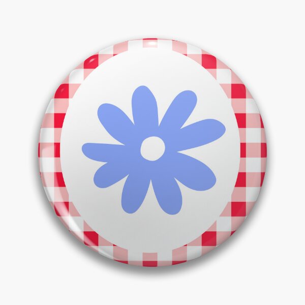 Artikelvorschau, Cottagecore Gingham blau und rot Picknick-Muster mit Herz und Gänseblümchen entworfen und verkauft von Maussa Ivimas.