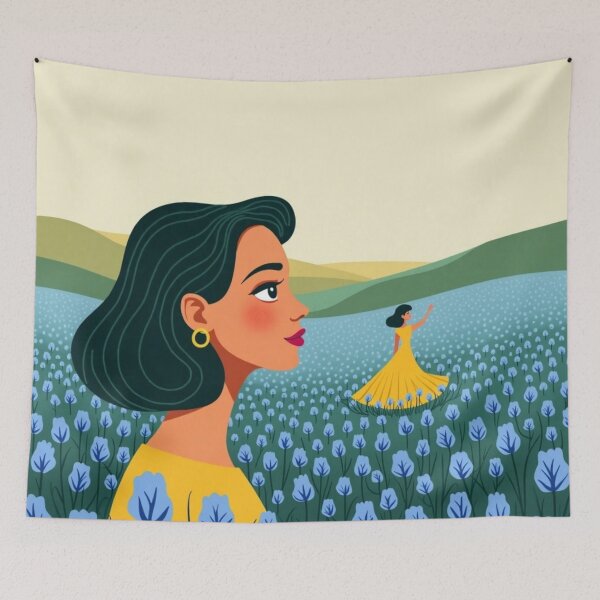Item preview, Two women in a field of blue flowers! designed and sold by Giulivo Store Graphic.